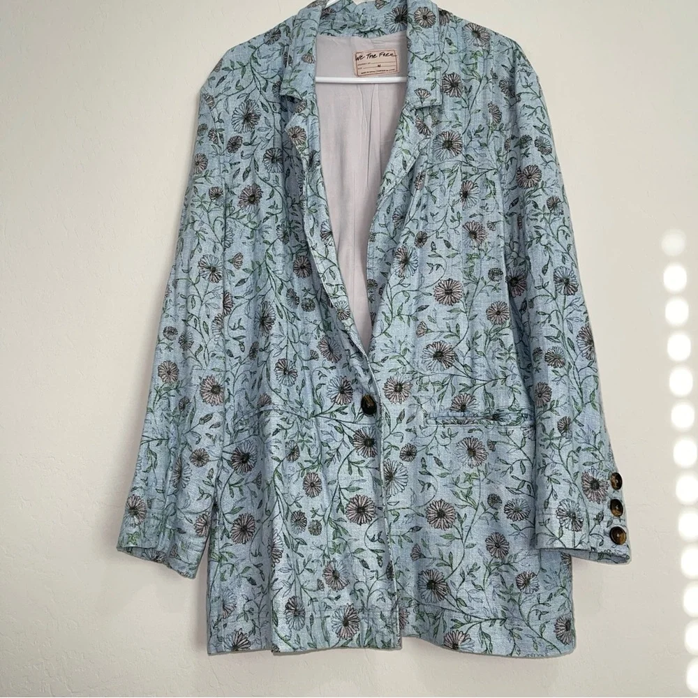 Free People We The Free Floral Print Blazer Size Medium - Picture 1 of 7